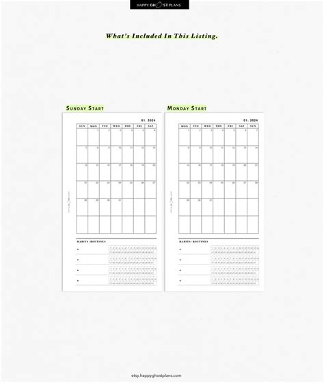 Monthly Planner Printable Insert For Personal Size Planner