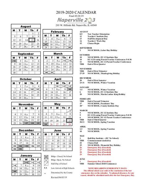 203 Calendar – School Readiness Center