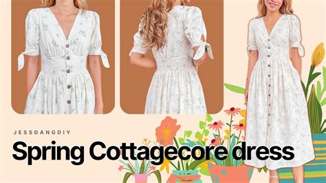 DIY Spring Cottagecore Dress Bustier Dress With Puff Sleeve And Button