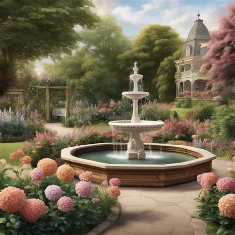 A Beautiful Victorian Garden With Flowers A Fountain And A Flickr