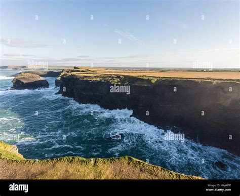 Aerial Loop Head Peninsula in West Clare, Ireland. Kilkee Beach County