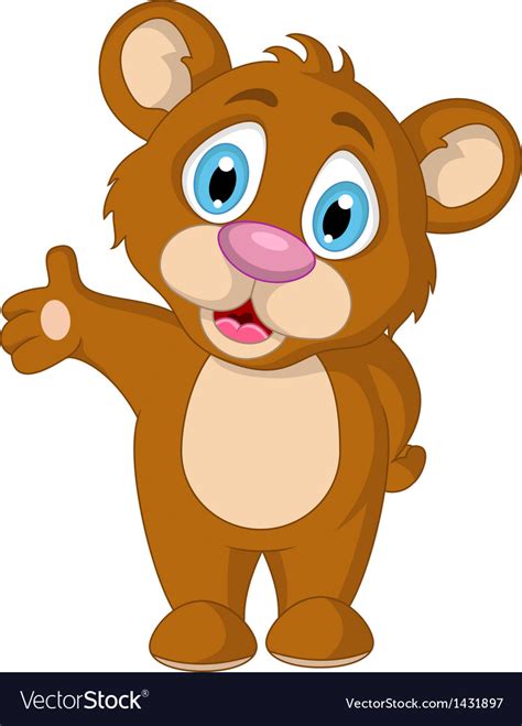 Cute little brown bear cartoon expression Vector Image