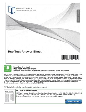 Fillable Online Hsc Test Answer Sheet NocRead Fax Email Print