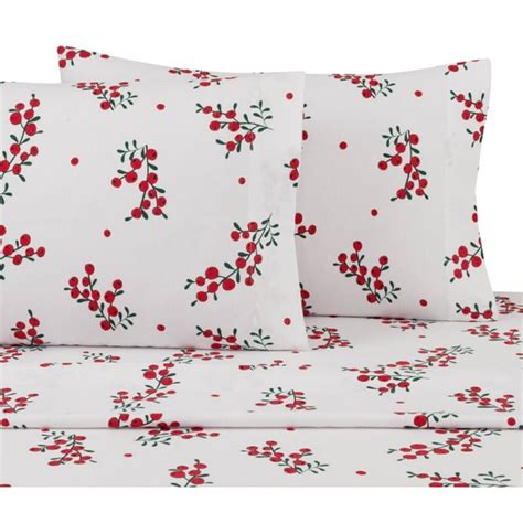 Mainstays Twin Flannel Sheet Set, Holly Berries - Walmart.com - Walmart.com