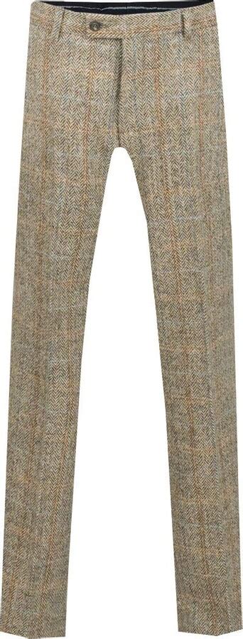 Dobell Harris Tweed Mens Brown Suit Trousers Regular Fit 100 Wool