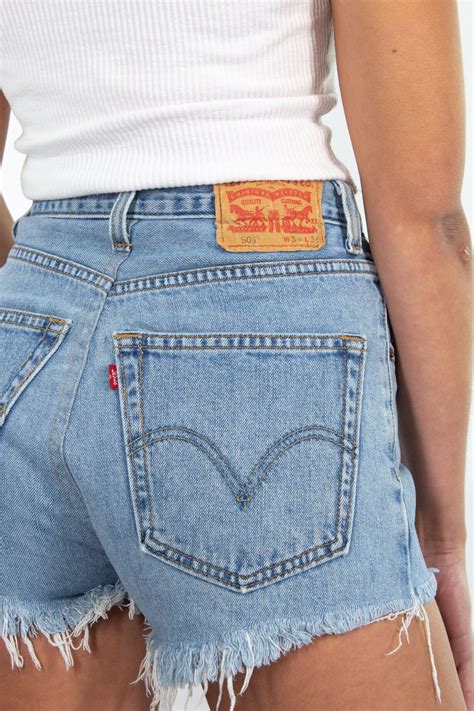 Vintage S Blue Levis High Waist Cut Off Denim Shorts Etsy