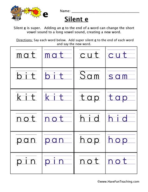 Silent E Printable Worksheets | Peggy Worksheets