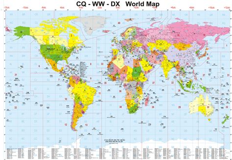 Cq Zones Ww Locators Dx Countries World Map Usa Europe Japan