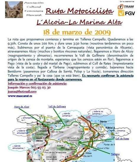 Ruta Motorista Lalcoia La Marina Alta Marzo