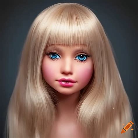 Beautiful Blonde Bangs Tween Girl Portrait Real Life Super Detailed