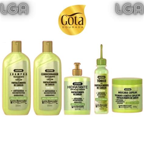 Kit Gota Dourada Produtos Antiqueda Shampoo Ml Cond Ml