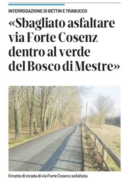 Sbagliato Asfaltare Via Forte Cosenz Dentro Al Verde Del Bosco Di