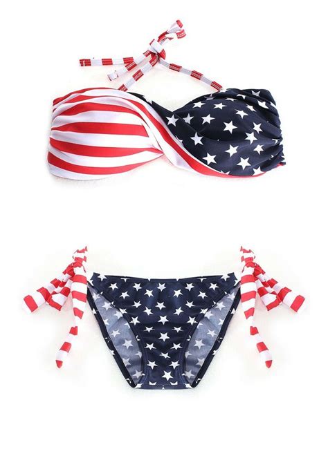 American Usa Flag Bandeau Bikini Stars And Stripes Bikini American Flag Bikini Bikinis