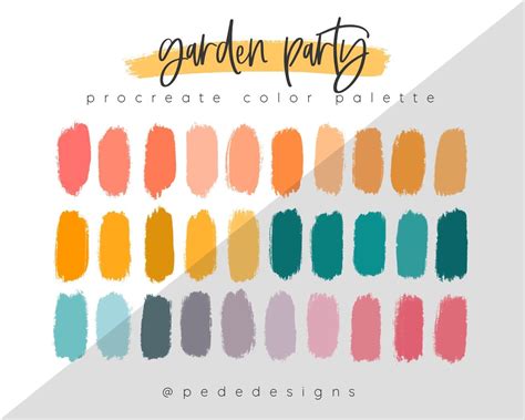 Garden Party Procreate Color Palette Color Swatches Ipad Etsy Color