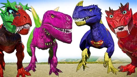 SUPERMAN Malusaurus Vs Spider Man V REX Tarbosaurus T REX Jurassic