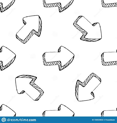 Seamless Pattern Handdrawn Arrow Doodle Icon Hand Drawn Black Sketch