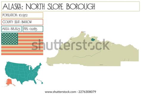 Large Detailed Map North Slope Borough Stock Vector (Royalty Free ...