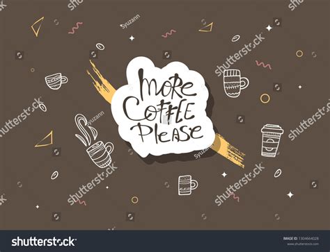 More Coffe Please Lettering Mugs Set Stock Vector Royalty Free