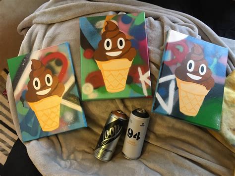 Poop Emoji Ice Cream Stencil Spray Painting Etsy