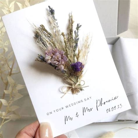 Wedding Card Personalised Dried Flower Mini Bouquet By The Hummingbird