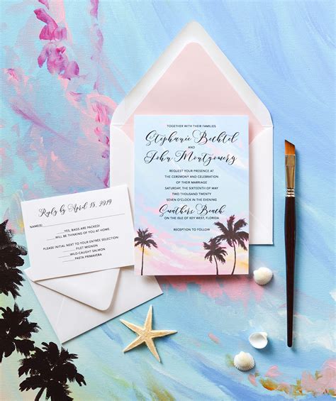 Tropical Sunset Wedding Invitations – Mospens Studio