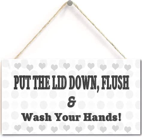 Toilet Warning Sign Put The Lid Down Flush And Wash Your Hands Retro Style Bathroom Toilet Sign