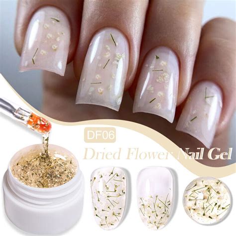 Lilycute Dried Flower Gel Nail Polish Purple Summer Natural Flower Nail