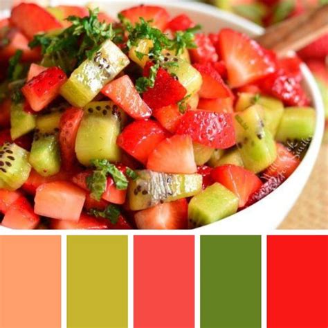 Strawberry Kiwi Fruit Salad Color Pallet Food Color Pallets