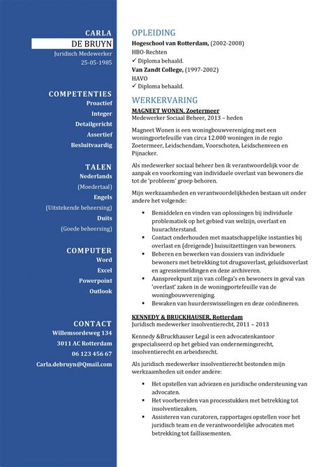 Gratis Cv Sjabloon Voorbeelden Cv Templates Sjablonen In Word Gratis