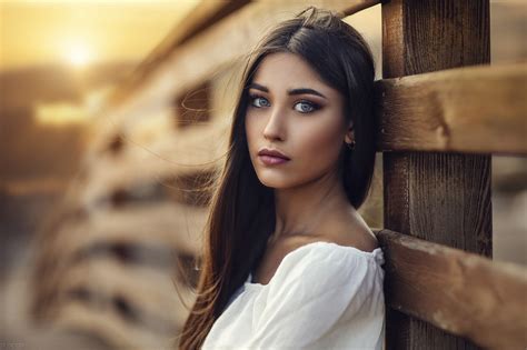 Portrait Alessandro Di Cicco Eyes Sunset Face Women Model Hd