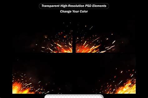 Premium PSD Fire Sparks Flying Up On Transparent Background Smoke And