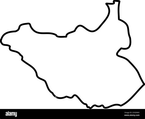 South Sudan Solid Black Outline Border Map Of Country Area Simple