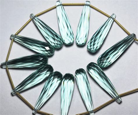 Pieces Aqua Green Hydro Quartz Side Drilled Faceted Drops Size