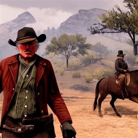 Gameplay Screenshot Of Bernie Sanders In Red Dead Stable Diffusion