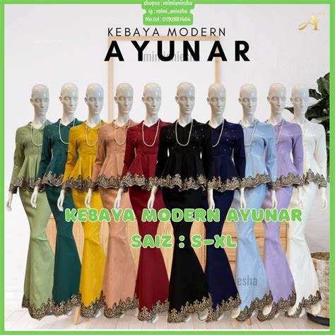 Kebaya Modern Ayunar Baju Raya Baju Kebarung Moden Baju Kebarung