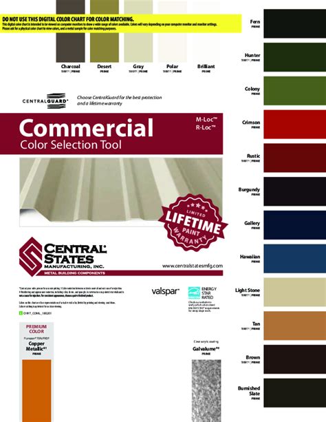 Central States Metal Color Chart Ponasa