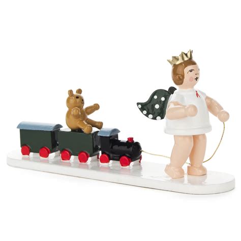 Engel Mit Eisenbahn Teddyb R Und Krone Dregeno Seiffener Originale