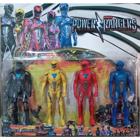 Bonecos Dos Power Rangers - 4 Bonecos Power Rangers Articulados Com Luz e acessórios 15cm de Altura ...