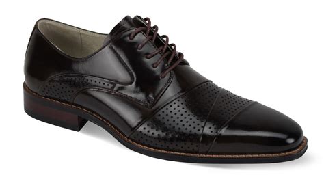 Giovanni Mens Leather Dress Shoe Layered Perforations