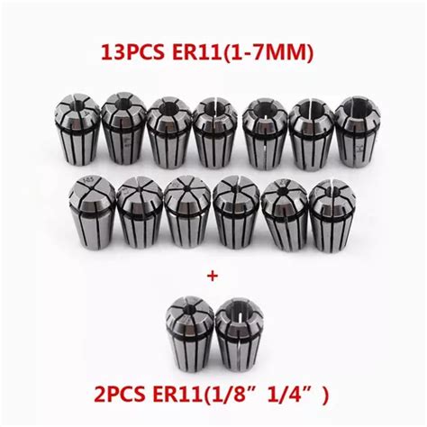 Kit 15 Unids Collet Er11 1 7mm 1 8 1 4 Fresadora Router Cnc Meses