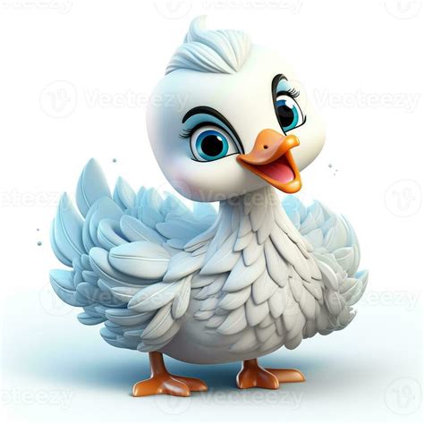 3d Cartoon Beautiful And Cute White Swan Ai 28795336 Stock Photo At