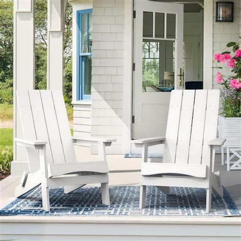 Lue Bona White Plastic Modern Folding Adirondack Outdoor Chair Patio