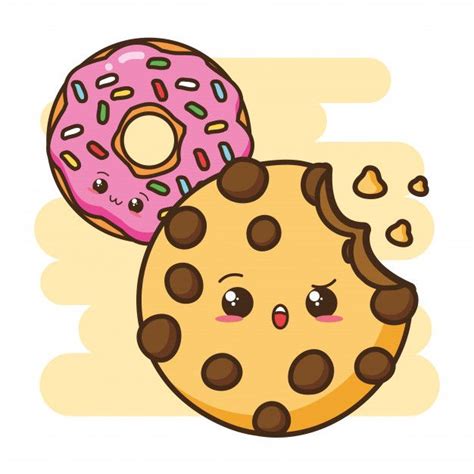 Kawaii Fast Food Cookie And Donut Illust Free Vector Freepik