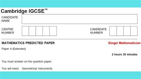 My IGCSE 0580 Maths Predicted Paper 4 May 2023 YouTube