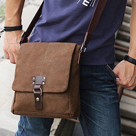 Eshow Bolso al hombro de lona para hombre marrón Amazon es Equipaje