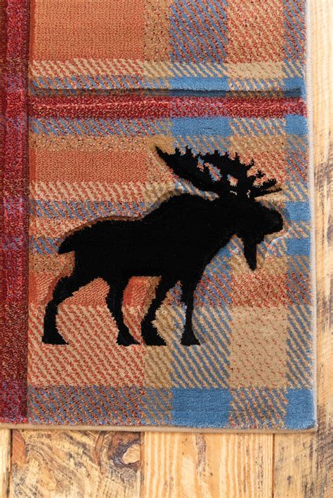 Bear Moose Plaid Cottage Nomad 5x8 Area Rug United Weavers