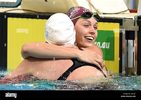 Minna Atherton Right Reacts With Emily Seebohm Following The Womens