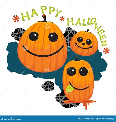 Happy Cute Halloween Pumpkin Smile Stock Vector Illustration Of Isolated Autumn 233303720