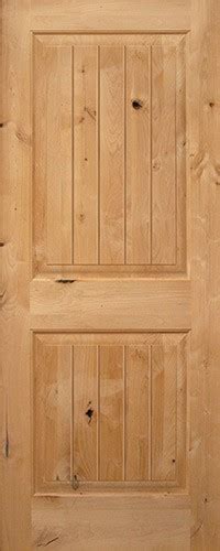 Cheap Interior 68 2 Panel Square Top V Groove Knotty Alder Wood Door Slab