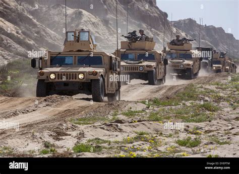 Us Marines Stage Their Armored Hmmwv Vehicles During A Marine Corps